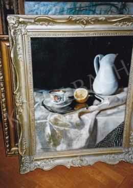 Romek, Árpád - Table Still Life with Jar and Lemon, oil on canvas, Signed lower left: Romek Árpád, Photo: Tamás Kieselbach